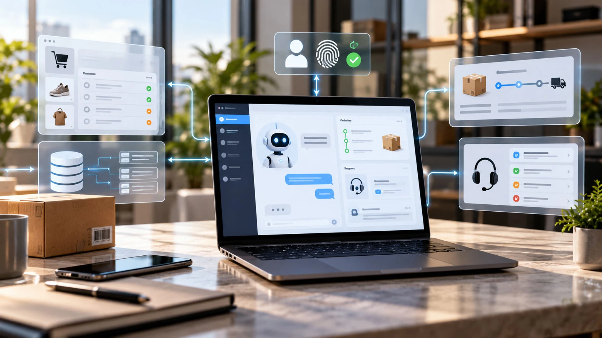 How Is an AI Chatbot Connected to Enterprise Systems for Order Status and Support Requests?