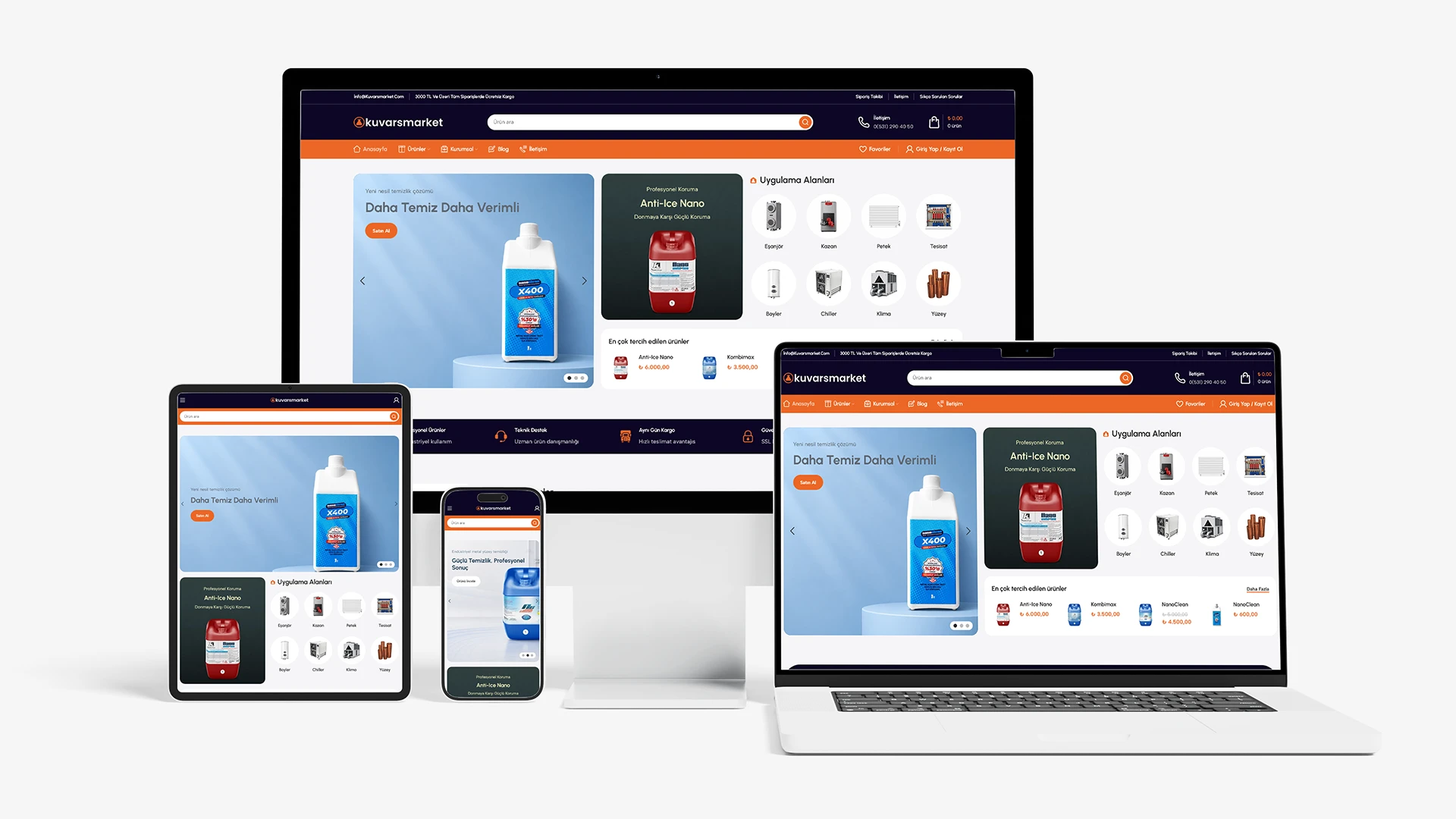 Kuvars Market Endüstriyel E-Ticaret Sitesi